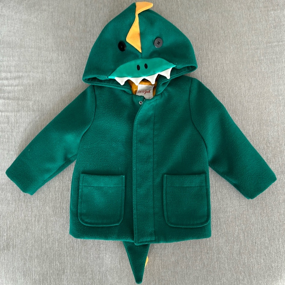 12m dinosaur coat green and yellow